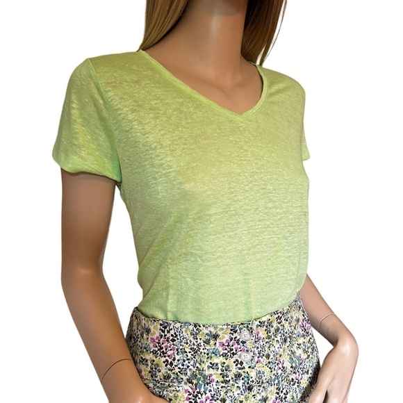 J. Jill Love Linen 100% V-Neck Top Tee Tank Shirt Lime Mint Green S Petite - Picture 9 of 16